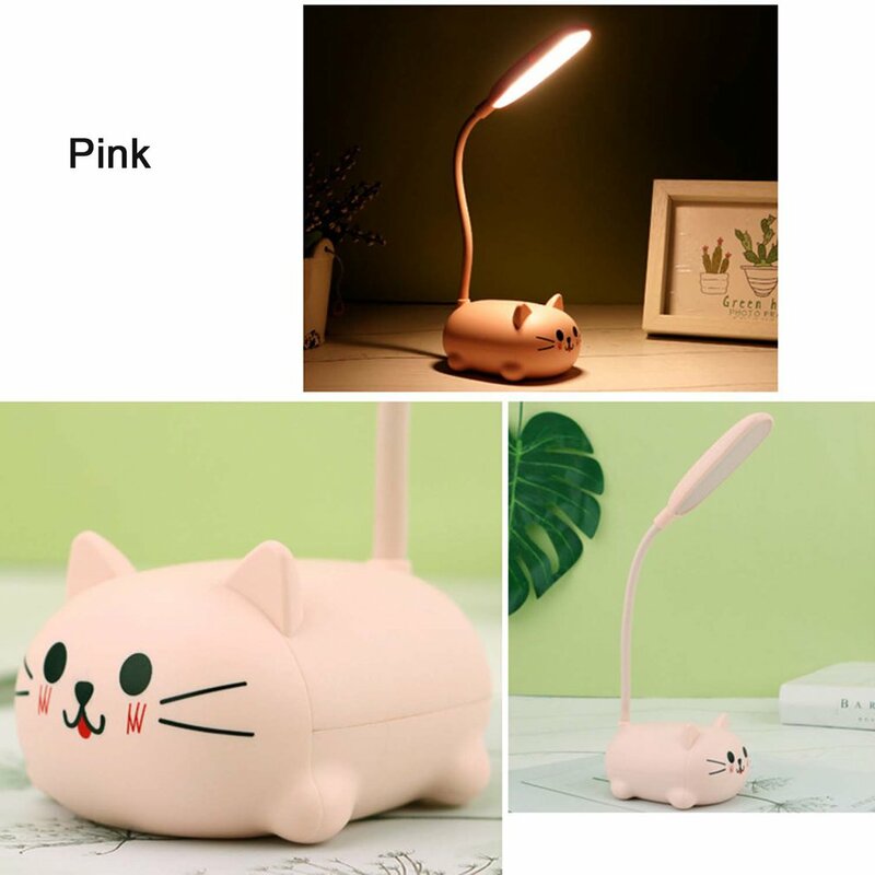 Cartoon Cute Pet Animal Bear Pig Cat Dog Usb Recharge Battery Led Table Night Light Child Eye Protection Warm White Desk Lamp