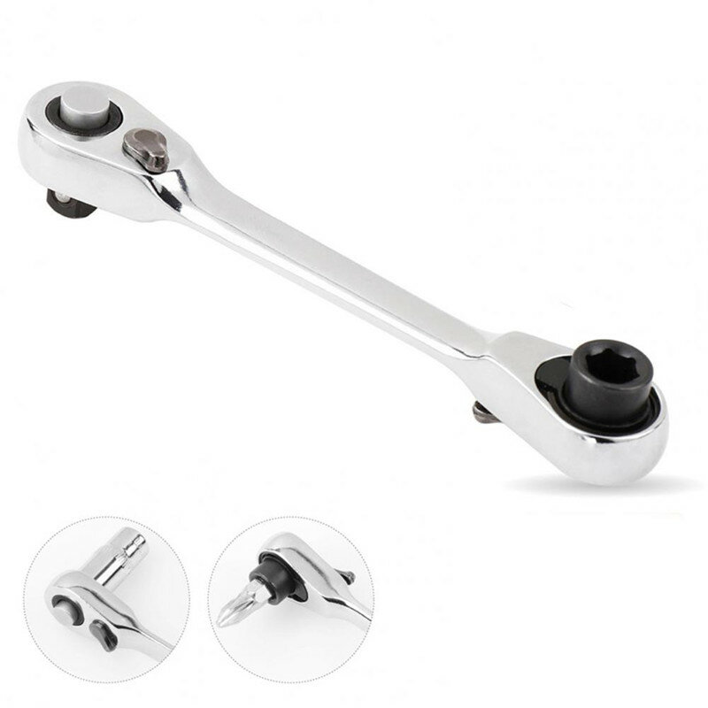 1/4 inch 2 In 1 Dual Head Quick Socket Portable Wrench Rob 72 Teeth Mini Hex Bit Double Ended Screwdriver Spanner Tool