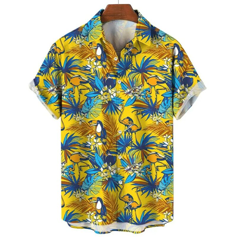 Camisas havaianas de manga curta masculina, estampas 3D, gráficos tucanos, moda verão, estilo havaiano, camisas unissex de Abalone, 2024
