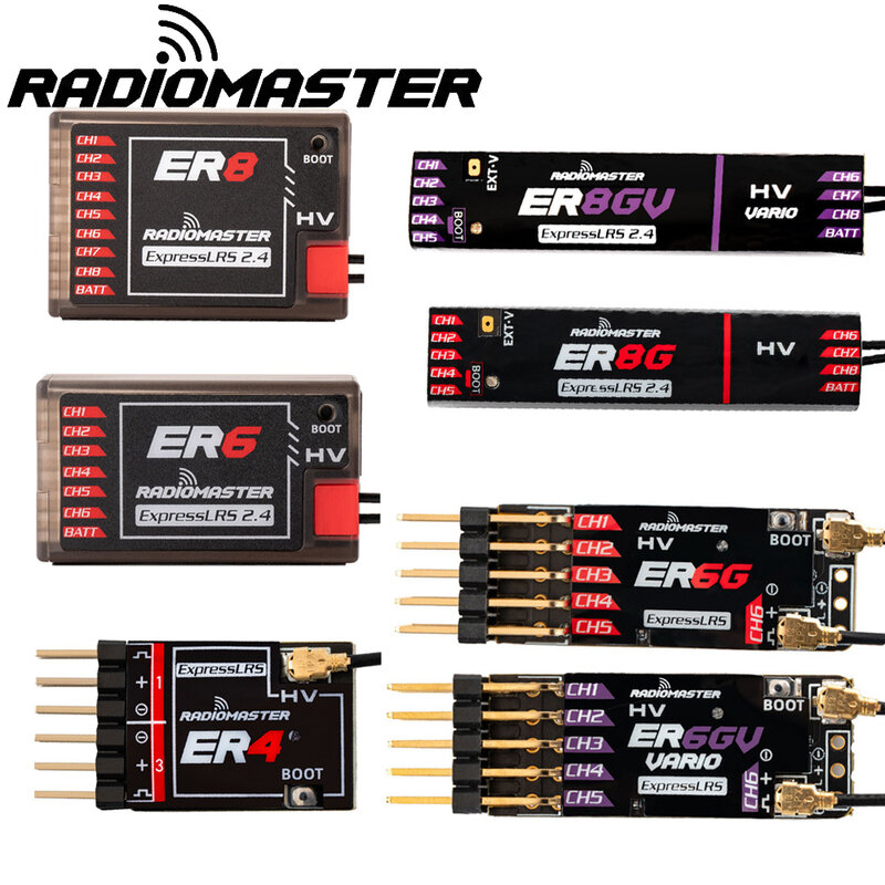 Radiom84- Récepteur pour voiture RC, bateau, avion, jouet, ER4 4CH, ER6, ER6G, ER6GV, 6CH, ER8, ER8GV, 8CH, 2.4GHZ, pfslrs, Elrs PWM