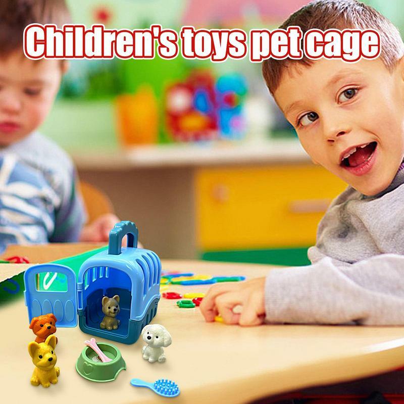 Pet Care Cage Play Set 8pcs Educational Pretend Play Dog Pet Care Set Toy Pretend Toy For Interactive Learning Pretend Play Toy