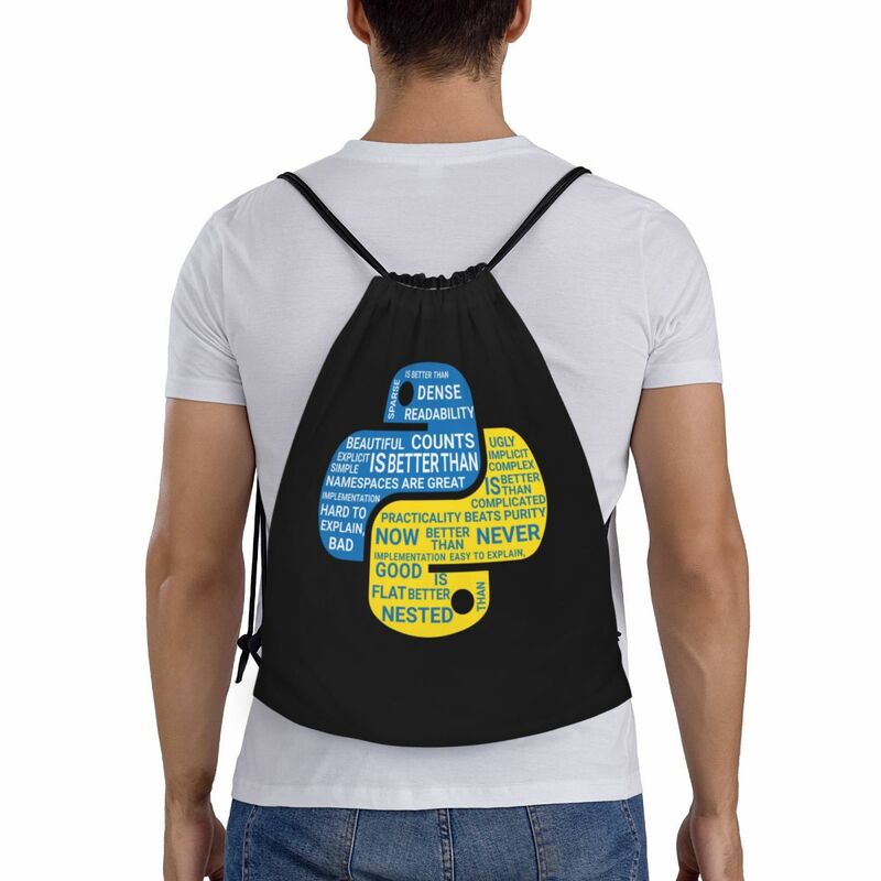 Niestandardowa koszulka programistów Pythona torby ze sznurkiem mężczyzn kobiet lekka programista programista siłownia plecak do przechowywania