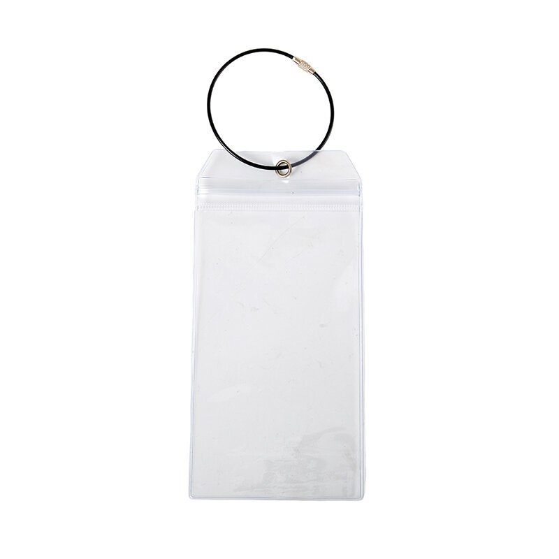 1pc Waterproof Clear Ship Ticket Card Sleeve Luggage Cruise Tag Holder Zip Seal Pouch Keyring With Steel Wire Cable Loop