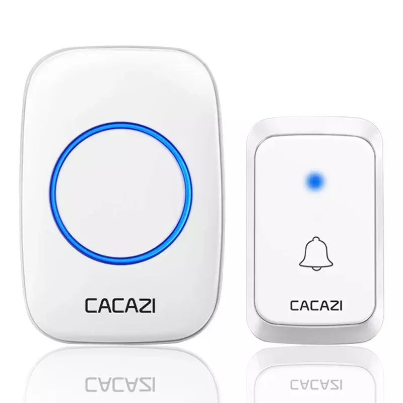 CACAZI-timbre inalámbrico A06 DC a prueba de agua, timbre de llamada inalámbrico con batería, control remoto de 300M, 36 campanas