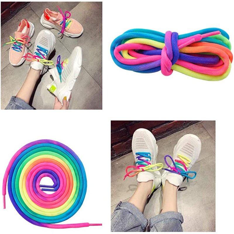 Радужные шнурки для обуви, круглые шнурки для обуви, красочные шнурки для обуви, ботинок, кроссовок, шнурки, шнурки 120 см, 140 см, 2 шт.