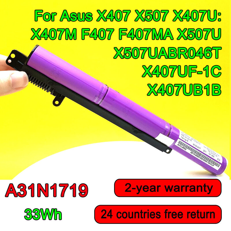 Nowa bateria do laptopa A31N1719 dla Asus X407 X507 X407U F407 X407 X407M F407MA X507U X507UABR046T X407UB1B X407UF-1C 0B110-00500 33Wh