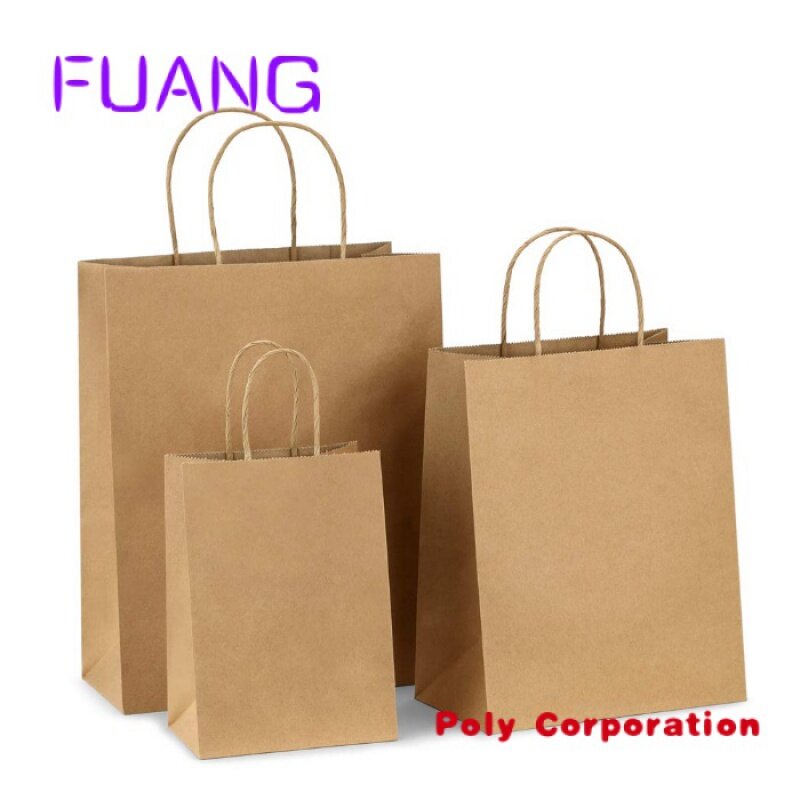 Custom  Custom Eco friendly Kraft Paper Bag Disposable Kraft Paper Take Away Food Packing Bag with Handle