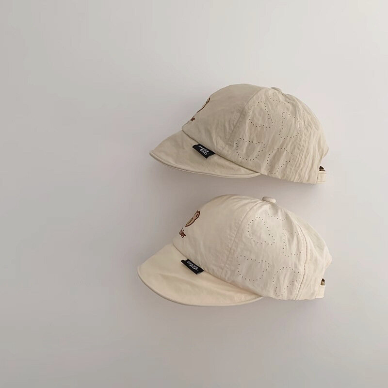 Summer Baby Baseball Hats Lovely Cartoon Bear Pattern Thin Breathable Quick Drying Sun Hat  Kids Boys Girls Beach Caps