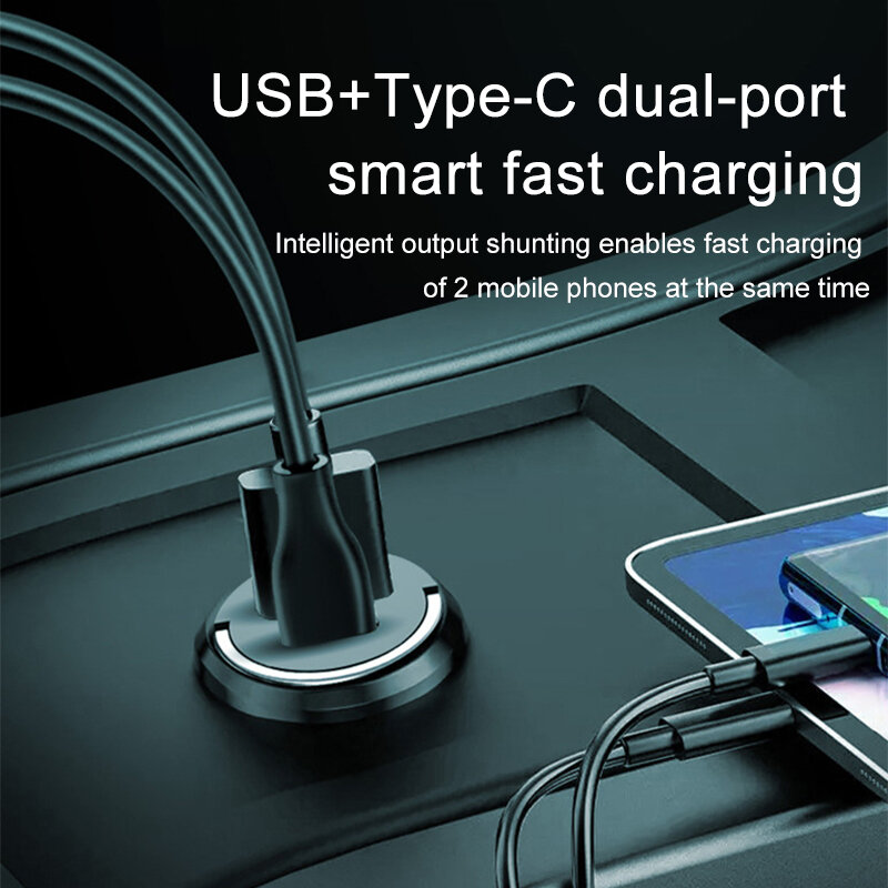 200w car invisible fast charger super fast charging car cigarette lighter adapter mini portable car charger
