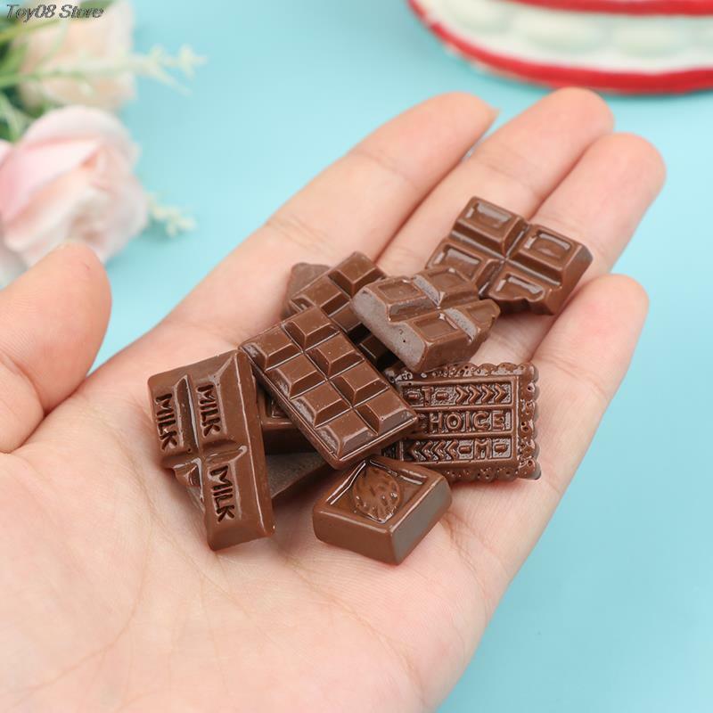 10 pz casa delle bambole in miniatura caffè snack al cioccolato scatola di caramelle finta gioca cibo accessori in resina fai da te stile diverso cioccolato