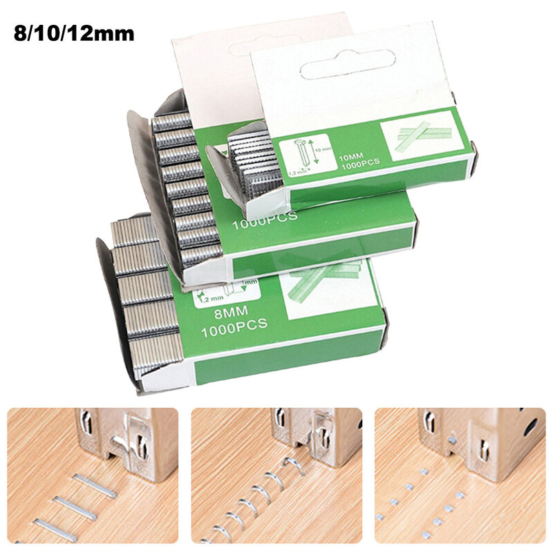 Tools Staples Nails 1000Pcs 12mm/8mm/10mm Brad Nails DIY Door Nail Packaging Silver Stapler T Shaped Wood Furniture