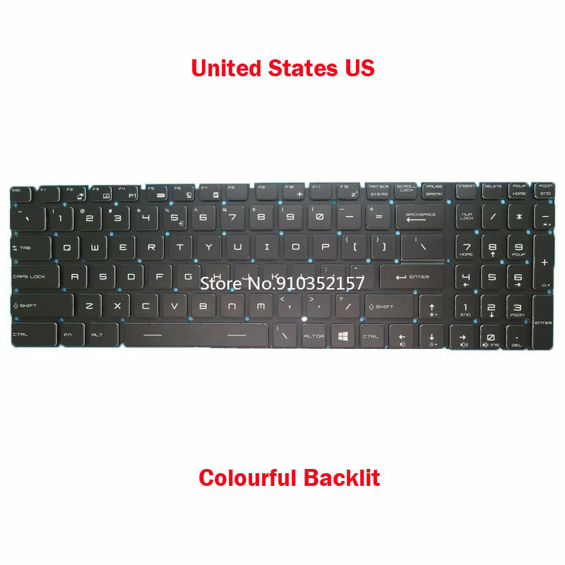RGB Backlit Keyboard For MSI GE63 GE73 GS63 GS73 NSK-FCBBN 1D 9Z.NEKBN.B1D S1N-3EUS2.72D GE63 8SE 8SF 8SG GE63VR 7RE 7RF English