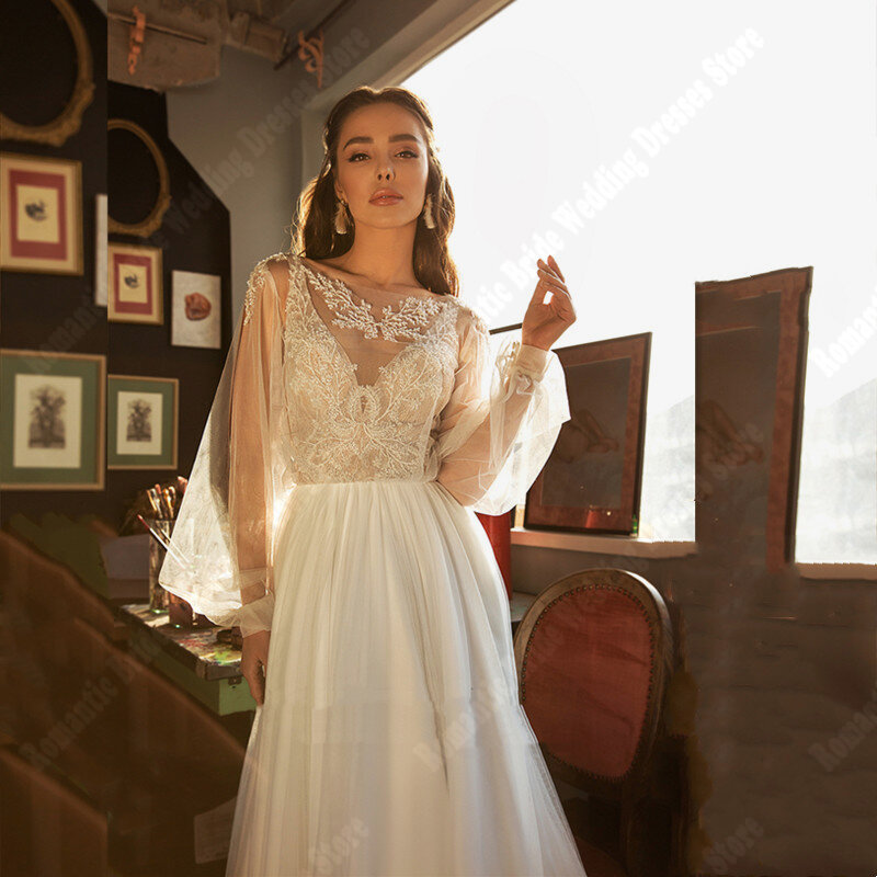 Gaun Wanita Tulle tanpa lengan panjang gaun Prom panjang mengepel putri acara Formal pesta pertunangan Vestidos De Novias 2024