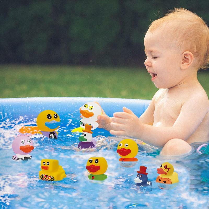 12pc Rubber Little Yellow Duck Parent-child Communication Childrens Toys For Kids Halloween Gift Kawaii Car Accessories Ornament