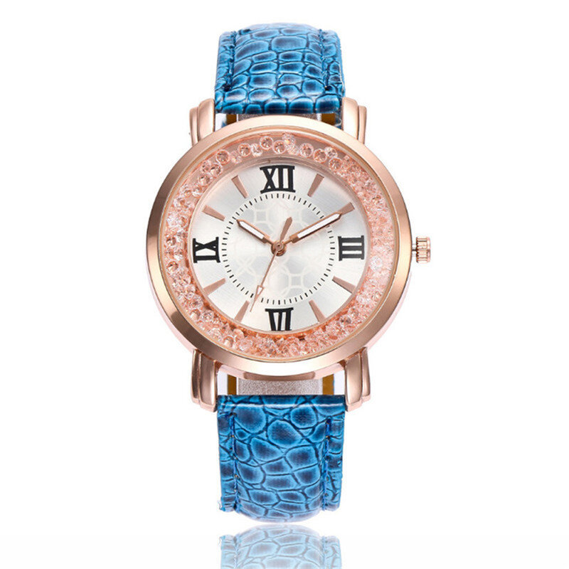 นาฬิกาผู้หญิงคลาสสิกวินเทจ2024สบายๆนาฬิกาข้อมือควอทซ์สายหนังแบบเจาะรูสแตนเลส