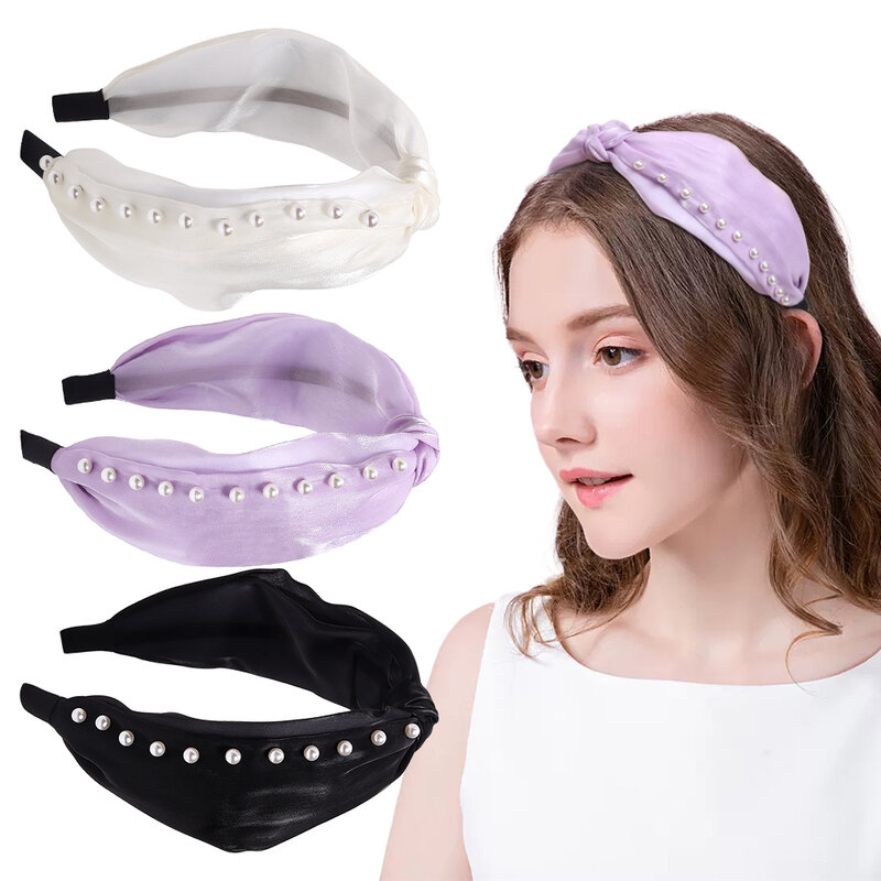 Nowe damskie opaski z elegancka perła siateczką na głowę piękne obręcz do włosów opaski na głowę dziewczyny modne akcesoria do włosów