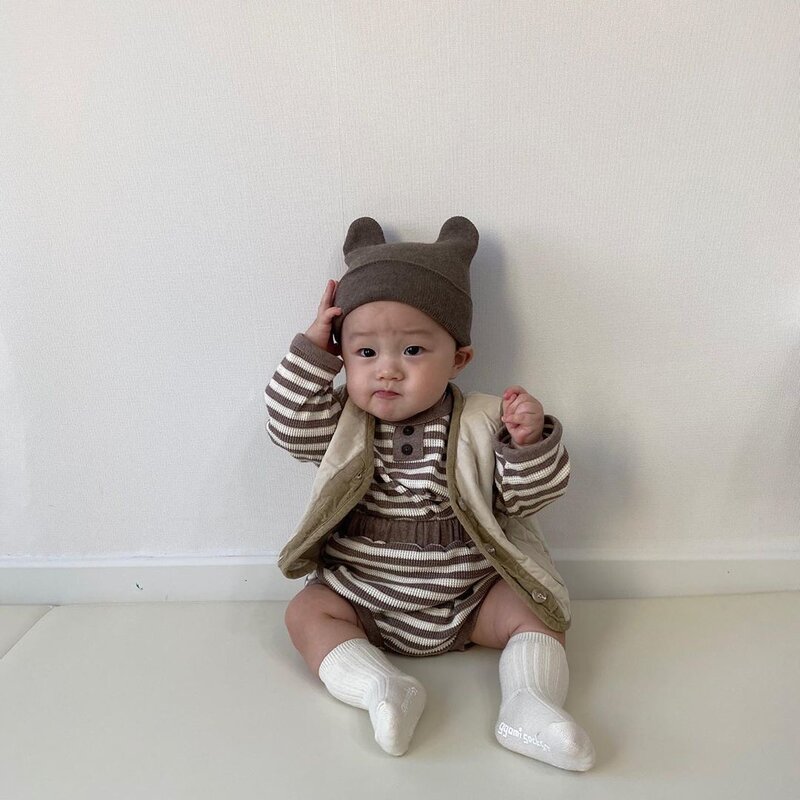 Gorro de lana para bebé, gorro de punto coreano con orejas bonitas, accesorios de Color caramelo, 12 colores