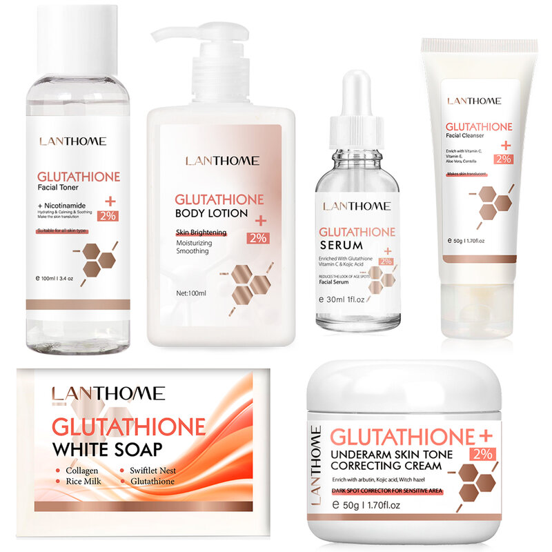 Lanthome Glutathione Whitening Soap Bar Facial Body Cleaning Shampoo Bar Dark Spot Acne Remover Moisturizing For Underarm Skin