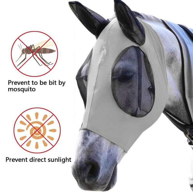 New Multicolor Horse Masks Anti-Fly Worms Breathable Stretchy Knitted Mesh Anti Mosquito Mask Riding Equestrian Equipment