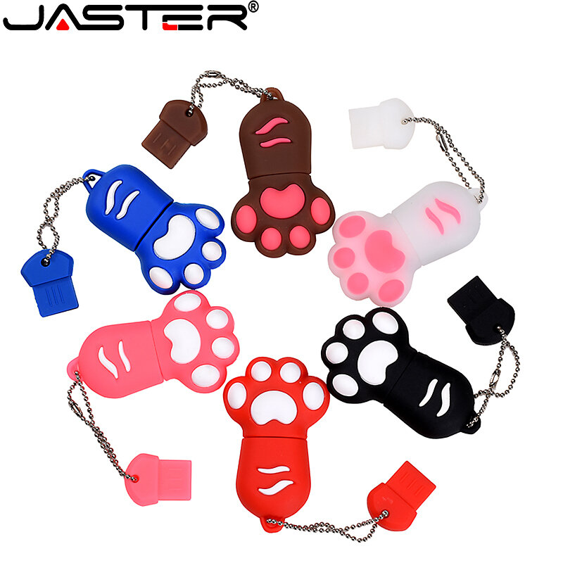 Jaster-USBフラッシュドライブ,高速ペンドライブ,64GB,かわいい漫画の猫の爪,無料のキーチェーン,ビジネスギフト