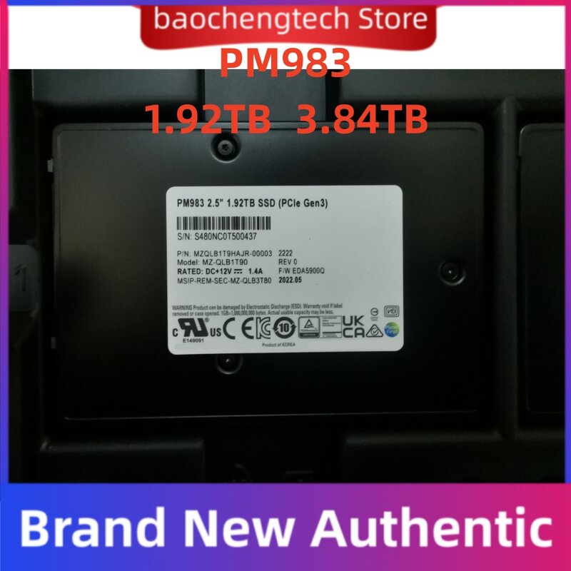 Neue pm983 2.5 "nvme u.2 Enterprise SSD 1,92 TB 3,84 TB interne Solid State Disk Festplatte HDD PCIE Gen3x4 für Samsung Server
