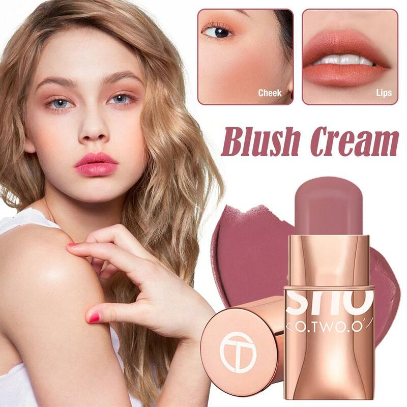 1pcs Smoky Rose Blusher Stick Cream Smooth Cheek Tint Makeup Natural Nude Matte Pink Contour Apricot Face Monochrome Blush N0G2