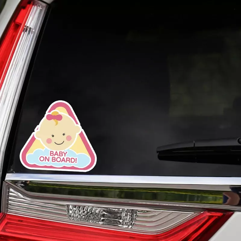 Qualidade etiqueta do carro colorido bebê dos desenhos animados a bordo decoração janela abundante 13.5*12.2cm