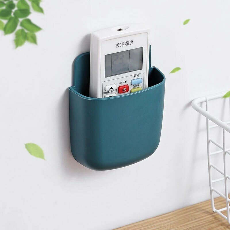 Wall Mounted Storage Box Mobile Phone Charging Holder Stand Rack Remote Control Storage Organizer Case For Air Conditioner TV