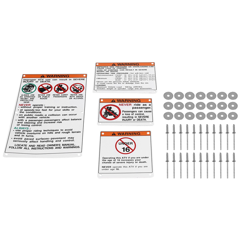 Per etichette adesive per decalcomanie di avvertimento Yamaha etichette per Raptor Blaster con supporto in alluminio