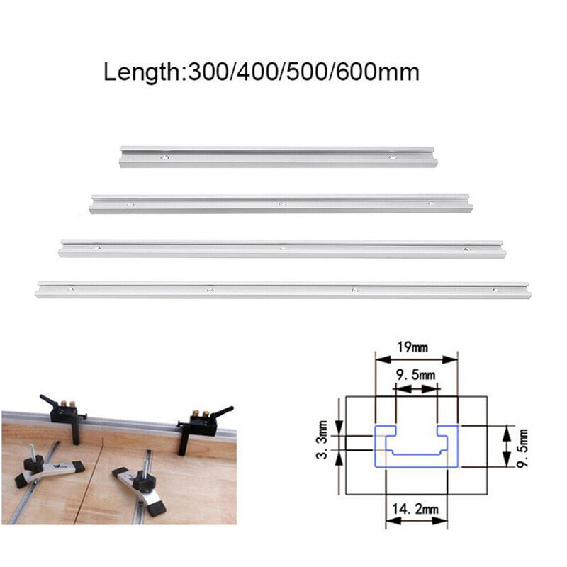 T-Track T-Slot mitra Track Jig Screw Fixture Slot Tools per la lavorazione del legno Saw Table Router strumenti fai da te 19x9.5mm 300-600mm