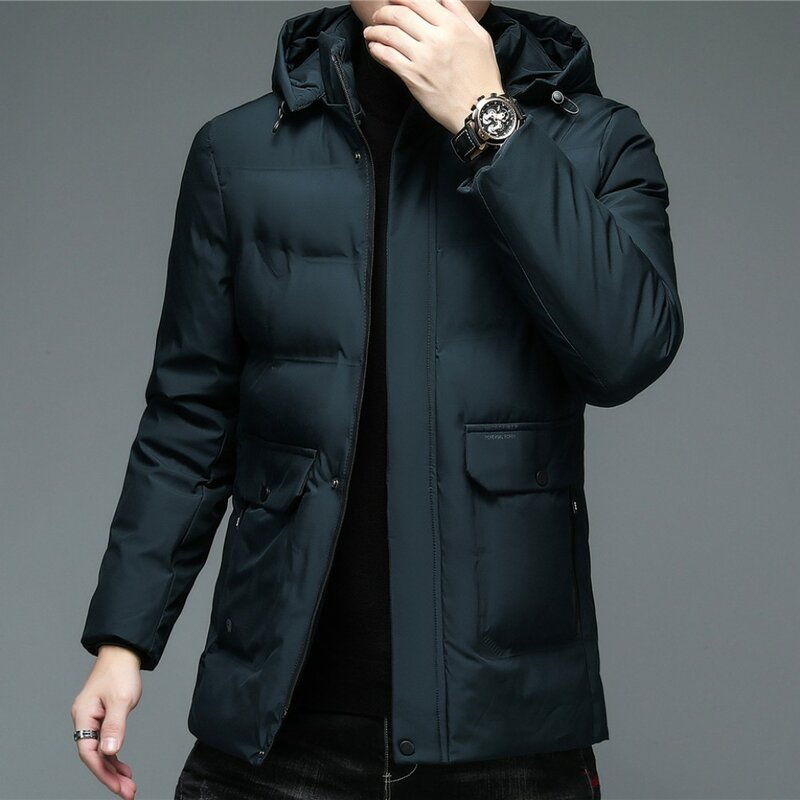 COODRONY-chaquetas de invierno para hombre, Parkas gruesas y cálidas con capucha, abrigo largo, ropa informal a prueba de viento con bolsillo grande, Z8147