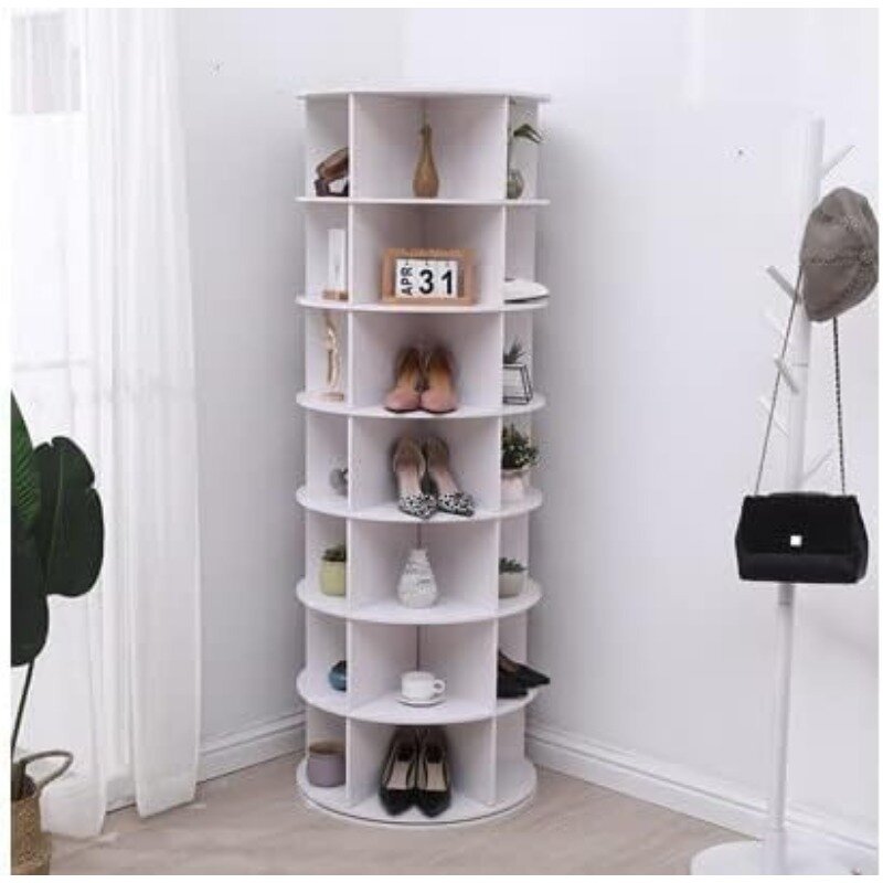 Original Rotating Shoe Rack Tower, original 7-tier hold over 35 pairs of shoes, Spinning Shoe Display Lazy Susan, Revolving 360