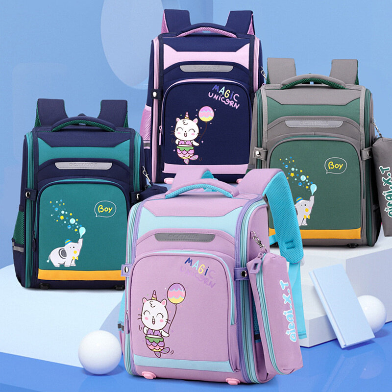New Cute Cartoon Children's Backpack 1-6 Grade Primary School Students Waterproof Books Bag Stationery Organizer Large Schoolbag