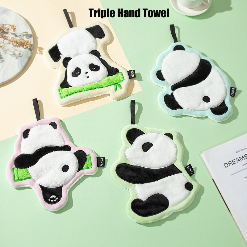 2 sztuki gigantyczna Panda Zoo ręcznik do rąk dla dzieci śliczne kreskówki chłonny koralowy aksamitny ręcznik kuchenny łazienka szmata chusteczki dla dorosłych