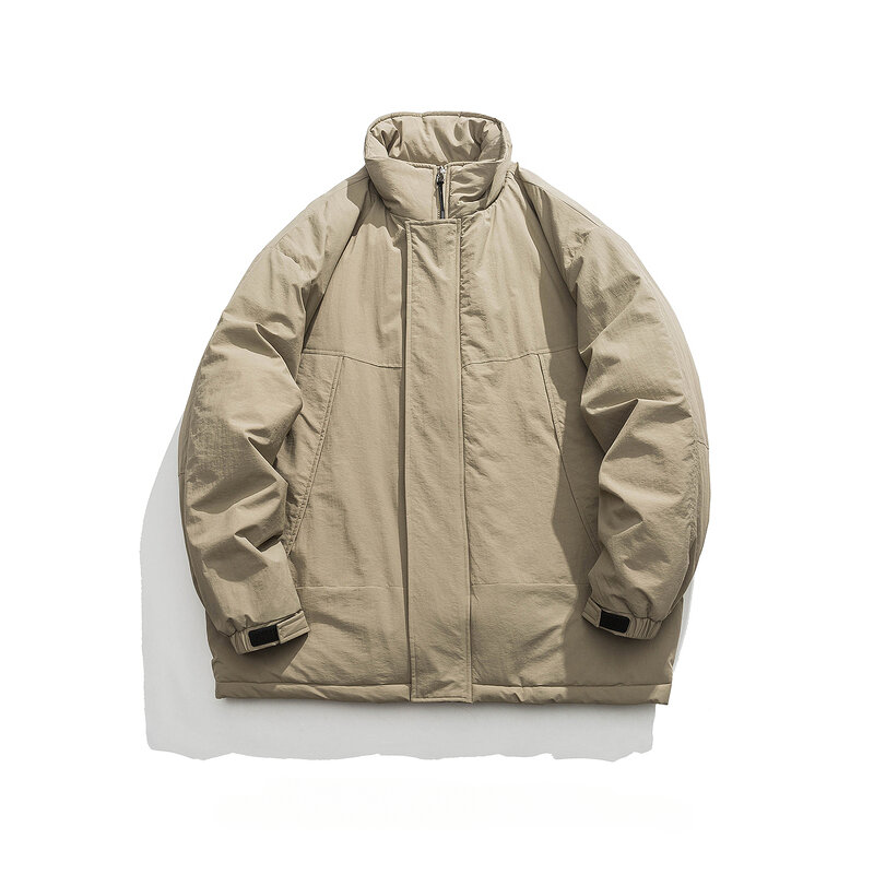 일본 레트로 심플 기능성 스타일 스탠드 칼라 코튼 코트, 트렌디 브랜드, 방풍 두꺼운 따뜻한 커플 파카 재킷