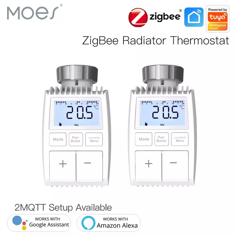 Moes Tuya ZigBee3.0 Radiator Actuator Valve Slimme Thermostaat Temperatuurregelaar Externe Sensor Trv Voice Control Met Alexa