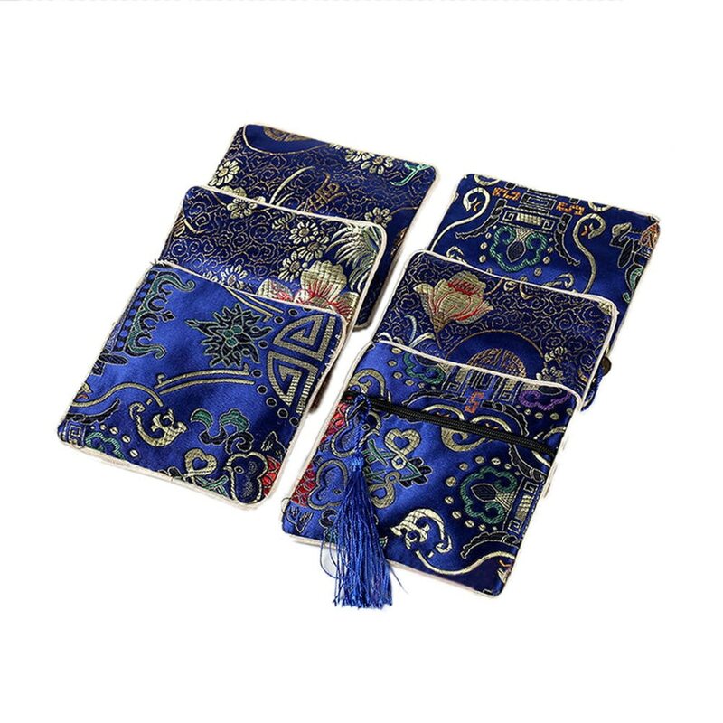 Bolsa pequeña clásica bordada a mano, organizador de almacenamiento de joyas, bordado chino