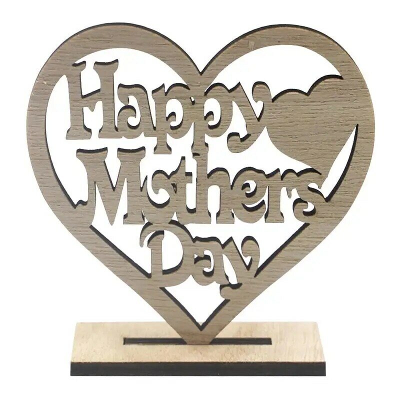 Mom Birthday Wood Sign Creative Heart-Shaped Figurine For Mother's Day Home Art Decor Ornaments For Mother Mother-in-Law Grandma
