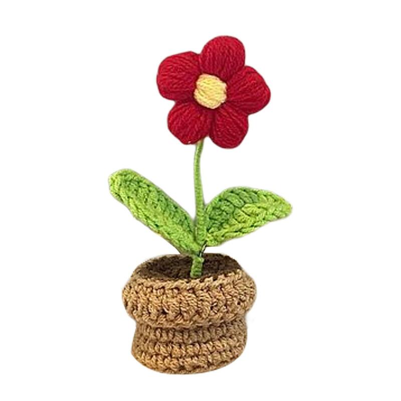 Ręcznie tkana doniczka z dzianiny kwiaty Ornament, akcesoria ręcznie robiąca na drutach zabawka