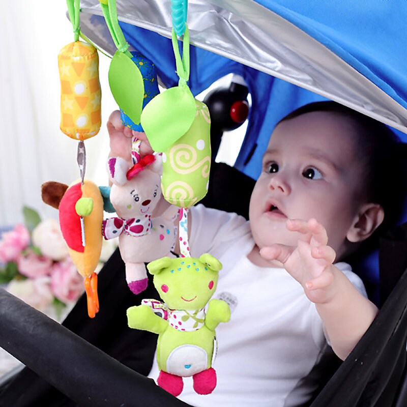 Zabawka dla dziecka pluszowe łóżko do zawieszenia pluszowe urocze dla dziecka Cartoon zwierząt dzwonek wietrzny wózek wiszący gryzak wózek dla prezenty dla noworodków
