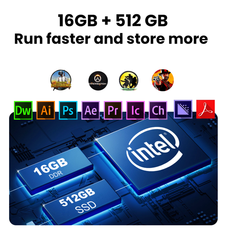 Computador Intel Celeron Desktop Gaming, Mini PC, M11, Intel Celeron 12th Gen, N5095, N100, 8GB, 16GB, 256GB, 512GB, DDR4, Wi-Fi 5