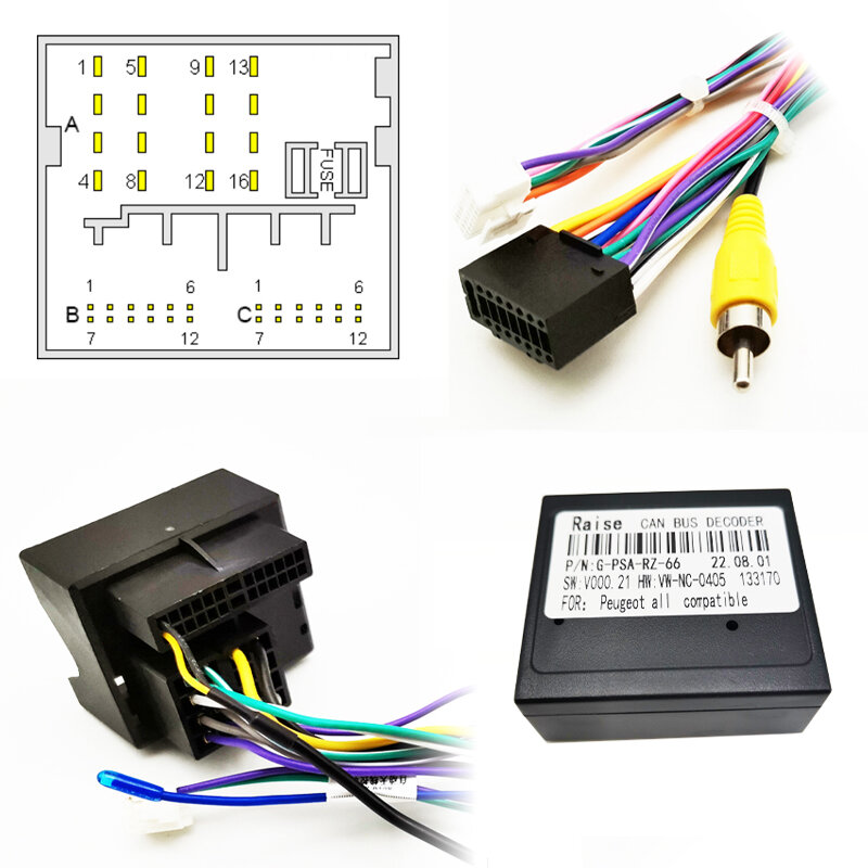 Harness kabel Quadlock dapat BUS dekoder 16 Pin Plug konektor kabel adaptor untuk Peugeot 408 4008 307 308 3008 2008 Citroen C4 C5