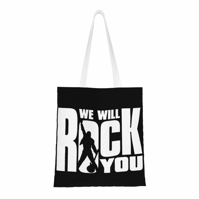 Rock Band Freddie Mercury Groceries Shopping Tote Bag Women British Singer Canvas Shopper Shoulder Bag Large Capacity Handbag