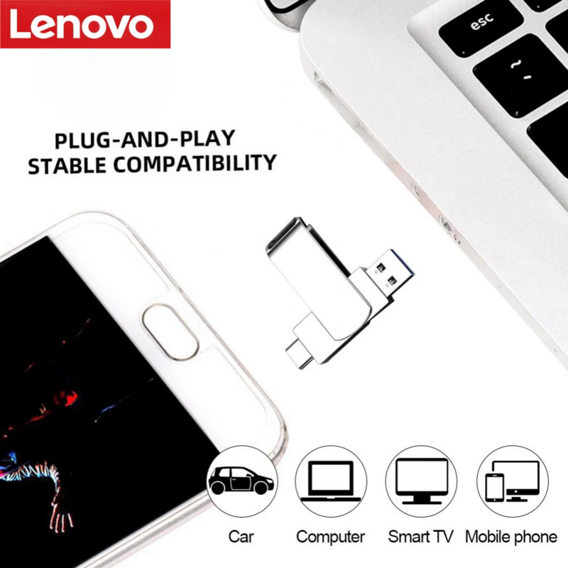 Lenovo-unidad Flash USB 3,2 de 16TB, Pendrive de Metal de transferencia de alta velocidad, tarjeta de Memoria, disco Flash, resistente al agua, 2024