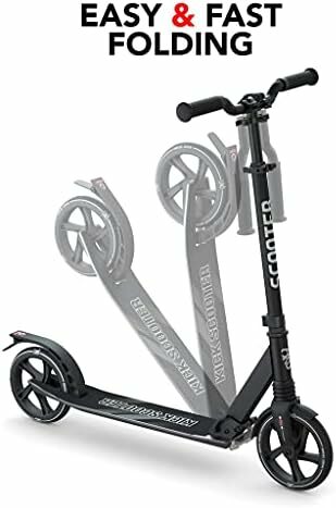 Kick Scooter for Kids Ages 8-12 with Suspension System, Adjustable Height, Quick-Folding Design, and Shoulder Strap - Safe and S