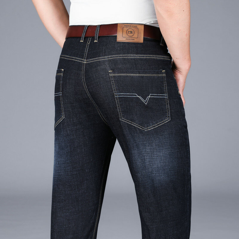 Jeans di marca neri da uomo primavera estate 2023 moda classica Casual Streetwear pantaloni larghi in Denim pantaloni di marca sottili autunnali maschili