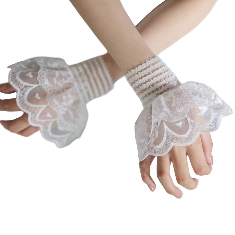 Rękawy mankietami koszuli Faux rękawy Ubrania damskie Dekoracyjne, marszczone koronkowe rękawy