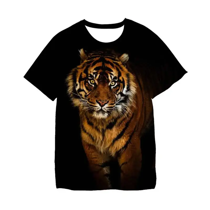 2023 New Summer Lion Tiger Print 3D T-shirt Casual Men Women Children Cool Tee Tops Male Streetwear Cool T Shirt Boy girl Kids