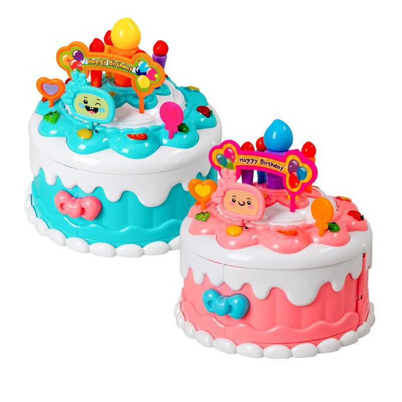 女の子のためのプリンセスハウスのおもちゃ,かわいい漫画のケーキ,音楽ボックス,装飾セット,誕生日プレゼント,子供,女の子のための