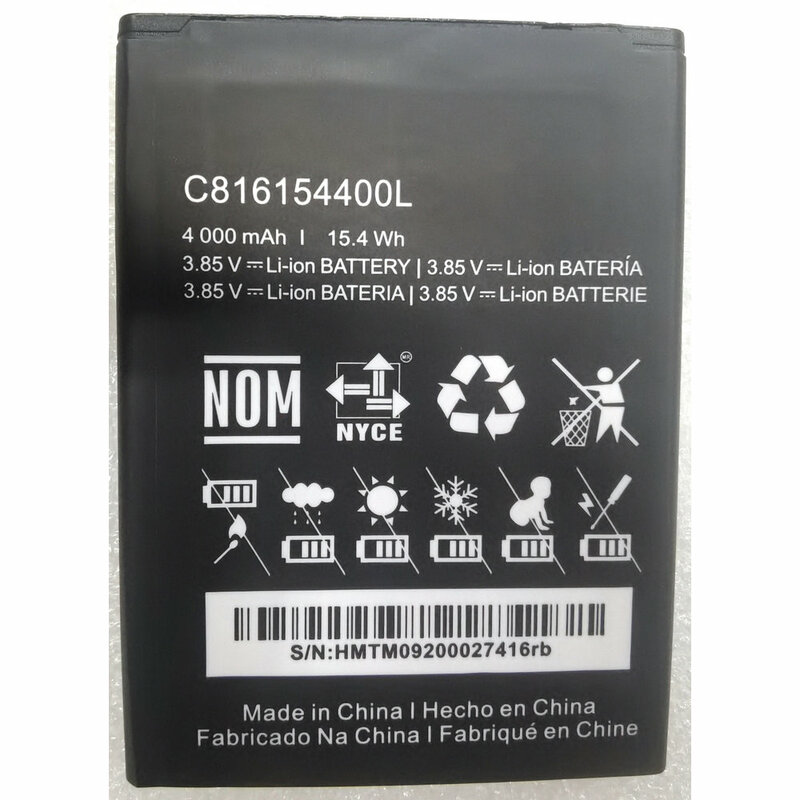 Batterie de téléphone portable de remplacement BLU C816154400L, 3.85V, 4000mAh